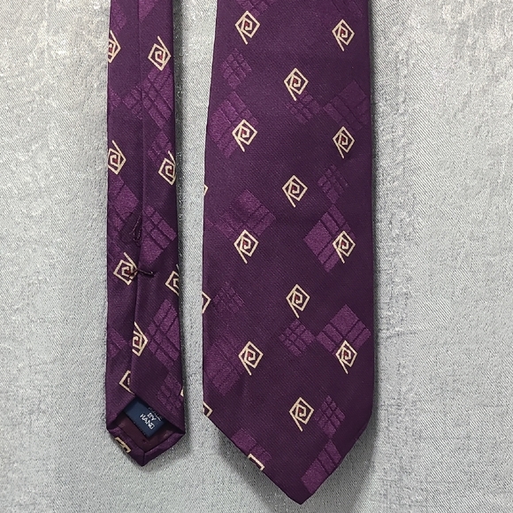 Polo‎ by Ralph Lauren Purple and Cream Silk Tie Classic Design Vtg - Picture 1 of 8